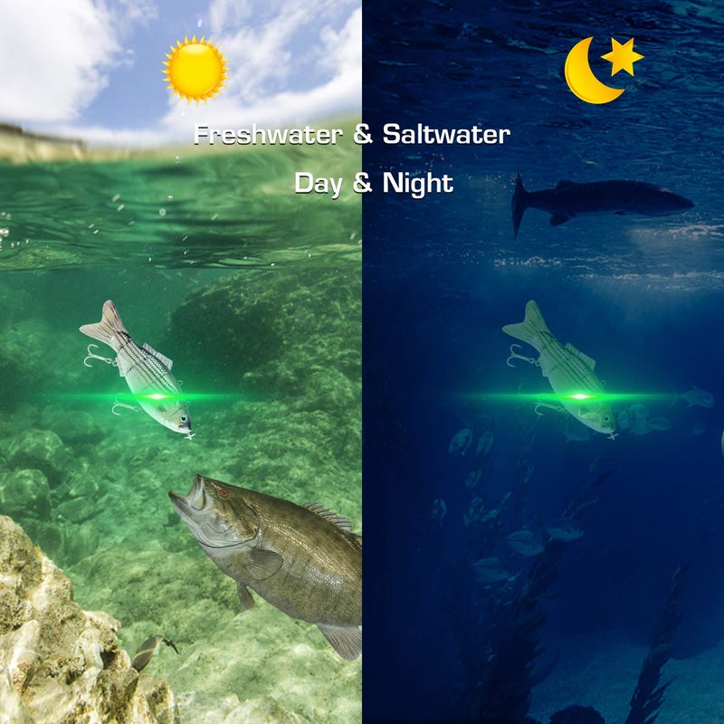 watalure Upgradation Robotic Swimming Fishing Electric Lures 5.12" USB Rechargeable LED Light 4-Segement Wobbler Multi Jointed Swimbaits Hard Lures Fishing Tackle - Image 3